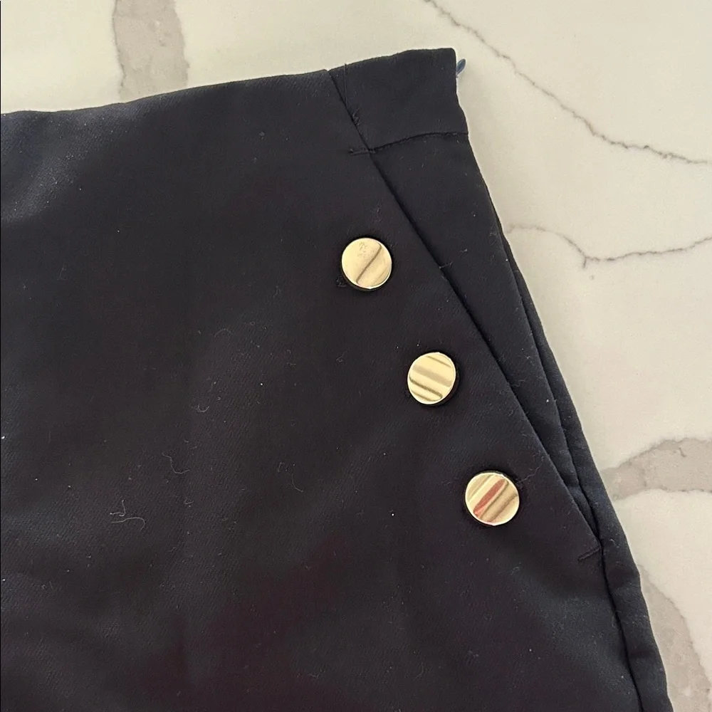 Zara Black High Waist Shorts with Button Accents